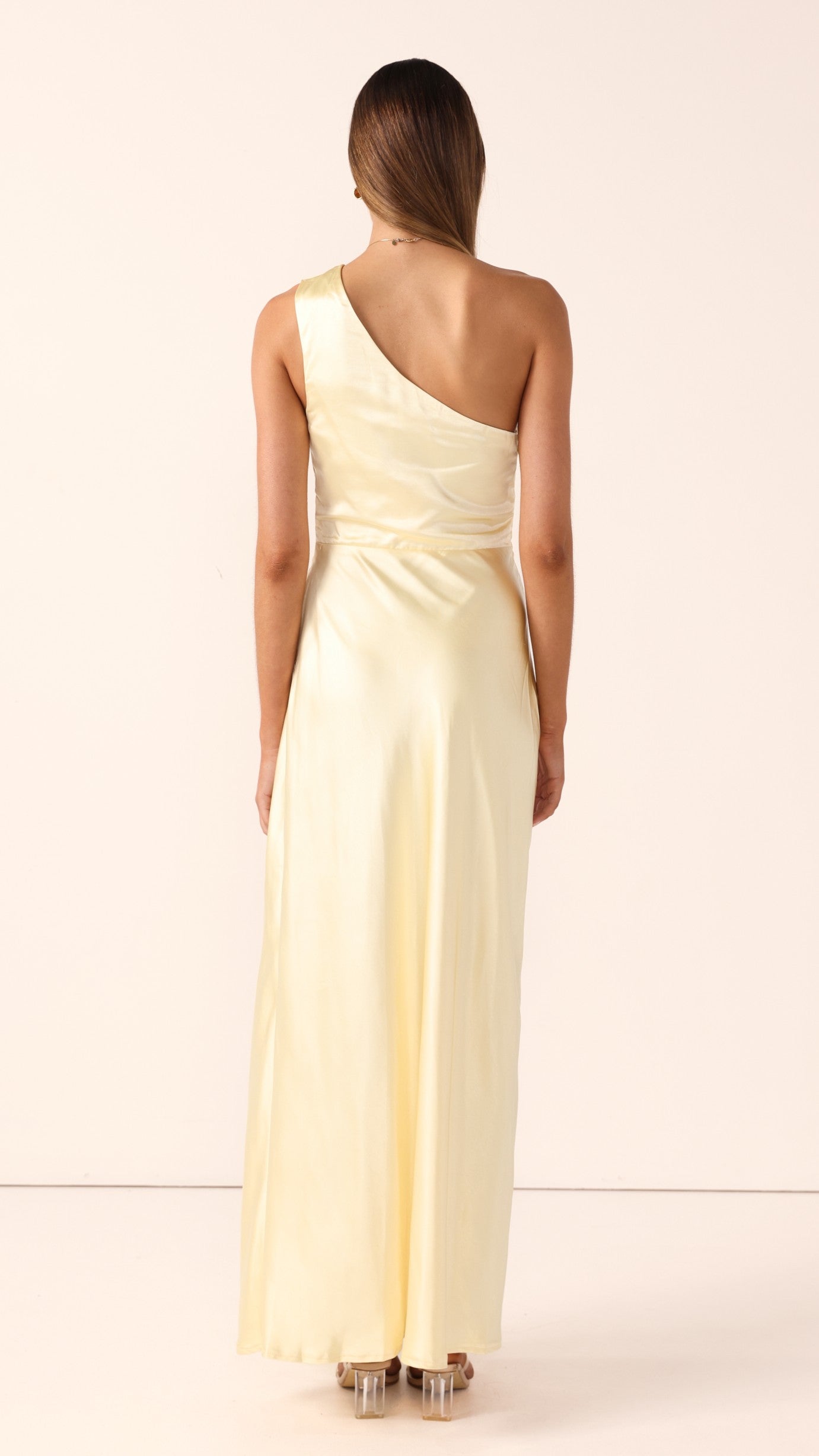 Vestido largo mujer un solo hombro fruncido lateral abertura frontal sofisticado - Rousa