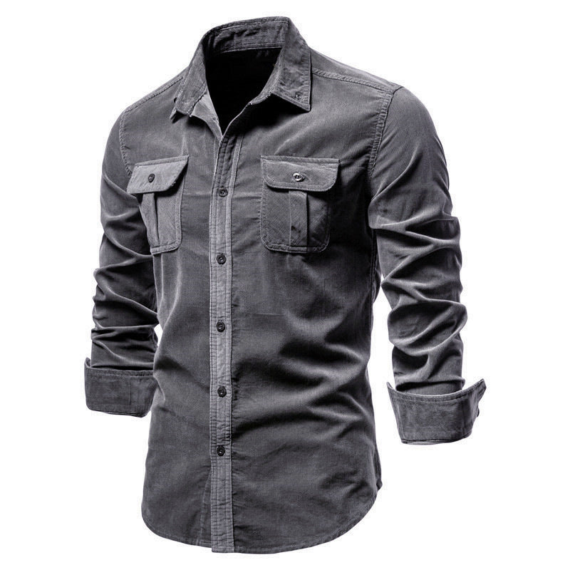 Chemise homme en velours côtelé avec poches avant - Kelven