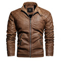 Veste de motard pour homme en cuir végétalien avec fermeture éclair et surpiqûres - Bravik