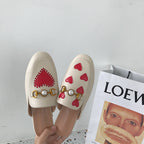 Mocassins femme bout ouvert appliques métalliques décoratives - Bennoit