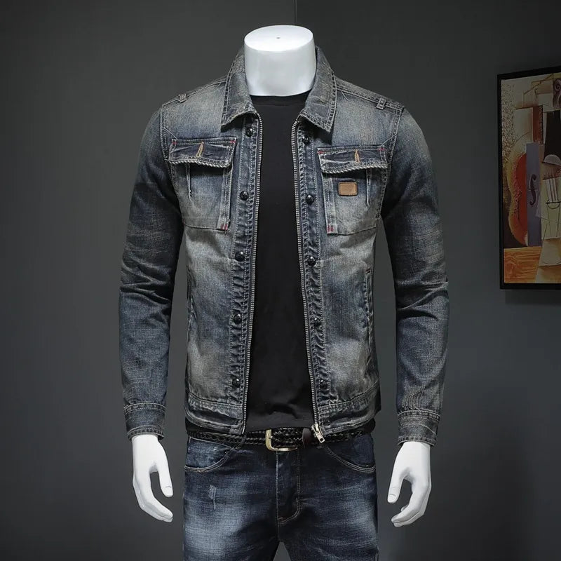 Veste en jean homme poches fonctionnelles coupe structurée - Roberto
