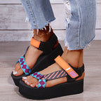 Sandales compensées lanières tressées bride zippée - Nadia