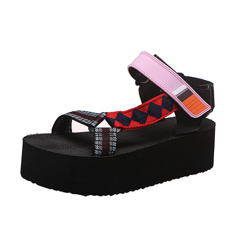 Sandales compensées lanières tressées bride zippée - Nadia