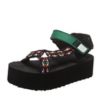 Sandales compensées lanières tressées bride zippée - Nadia