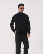 Pull homme col roulé tricot uni manches longues hiver - Aldren
