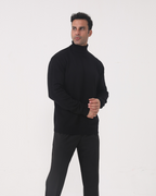 Pull homme col roulé tricot uni manches longues hiver - Aldren