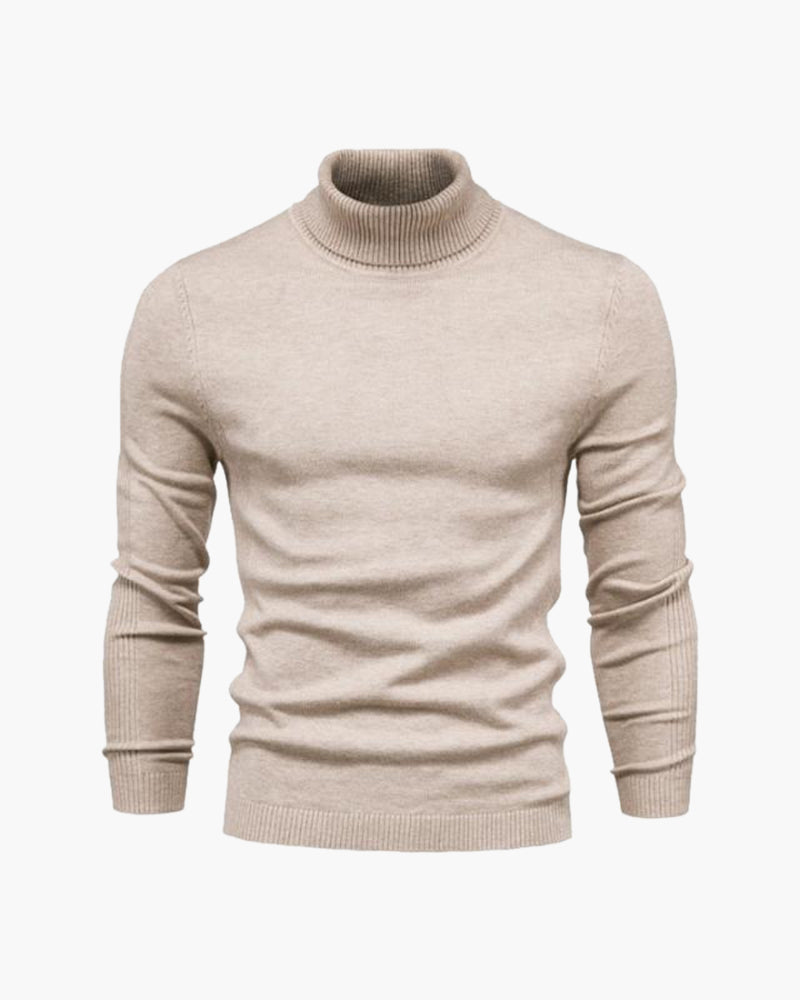 Pull homme col roulé tricot uni manches longues hiver - Aldren