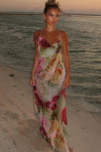 Robe longue fleurie fines bretelles - Samantha