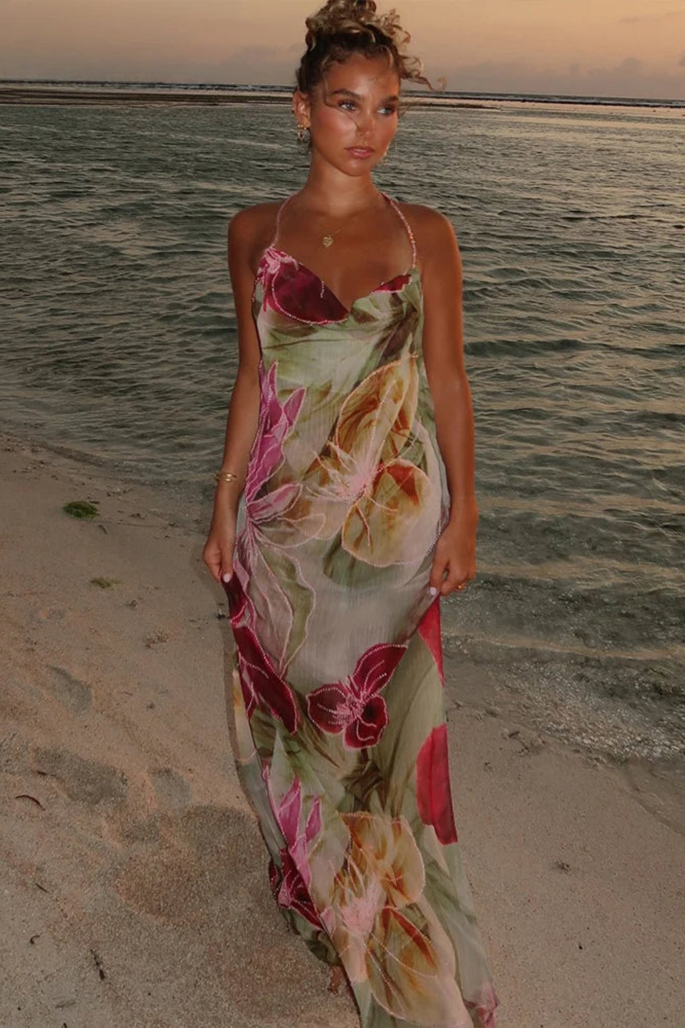Robe longue fleurie fines bretelles - Samantha