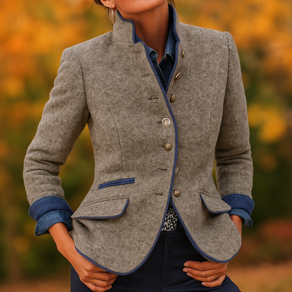 Veste femme laine élégante boutons métalliques soirée - Zoe