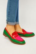 Mocassins femme sans lacets cuir combinaison couleurs contrastées - Nadine