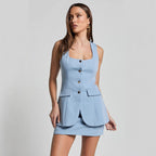 Ensemble gilet sans manches et jupe courte ajustée - Scarlett