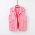 Gilet court denim sans manches poches - Victoria