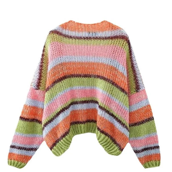Cardigan en maille con col en v et fermeture boutonnée discrète, texture de tissage visible, coupe décontractée - Seldra