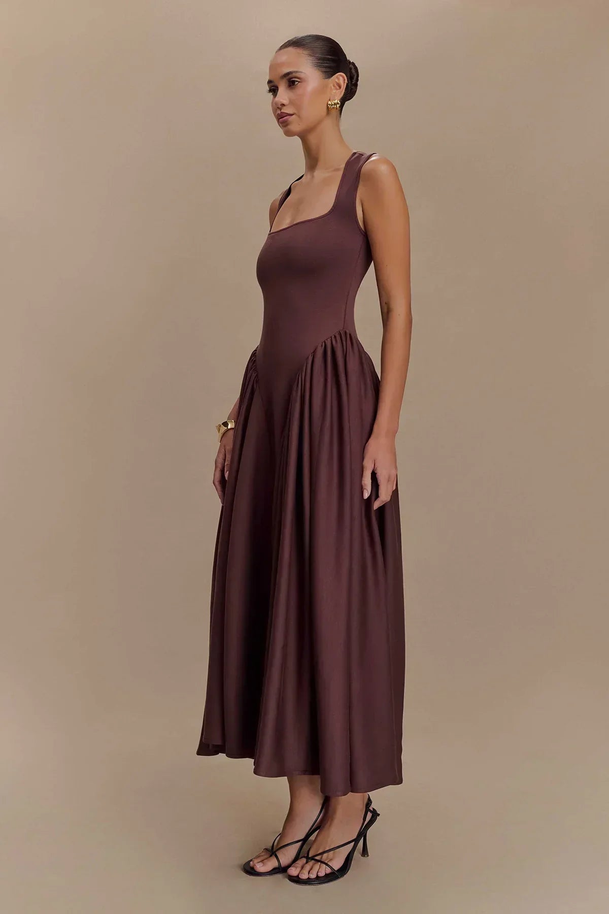 Robe midi encolure carrée - Brigitte