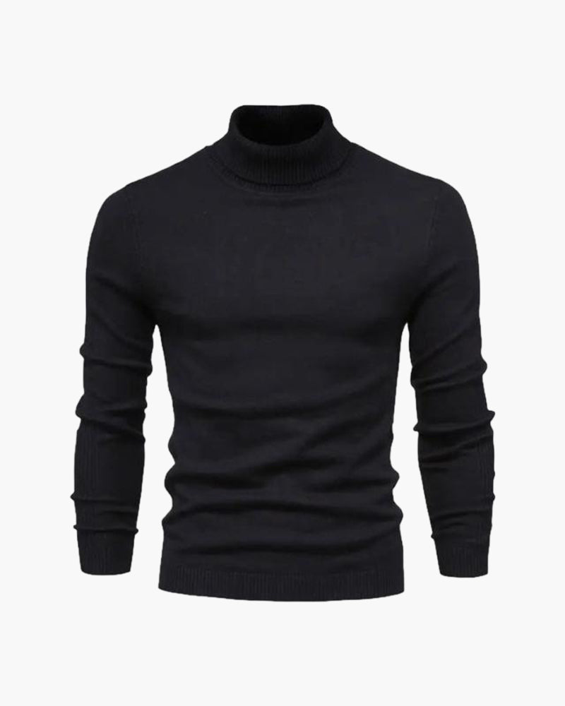 Pull homme col roulé tricot uni manches longues hiver - Aldren