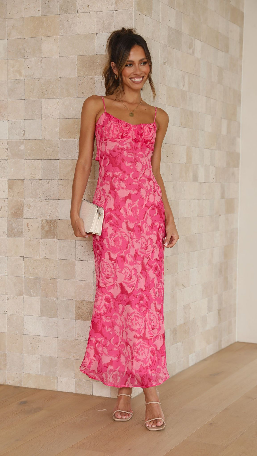 Vestido midi floral mujer tirantes regulables copas suaves fruncido espalda tirante retorcido - Kenny