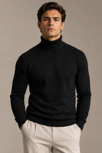 Pull homme col roulé coupe ajustée maille unie slim - Caspar