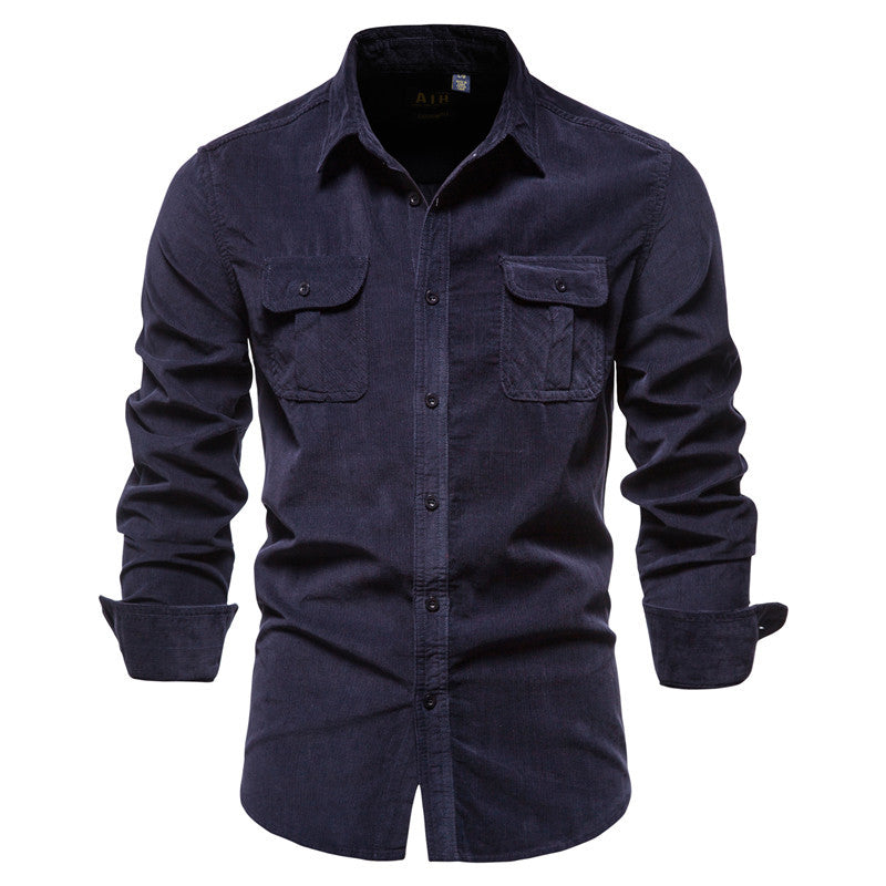 Chemise homme en velours côtelé avec poches avant - Kelven
