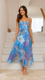 Robe de soirée longue à imprimé floral - Nancy