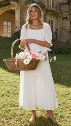 Robe midi blanche à épaules dénudées pour femme - Renata