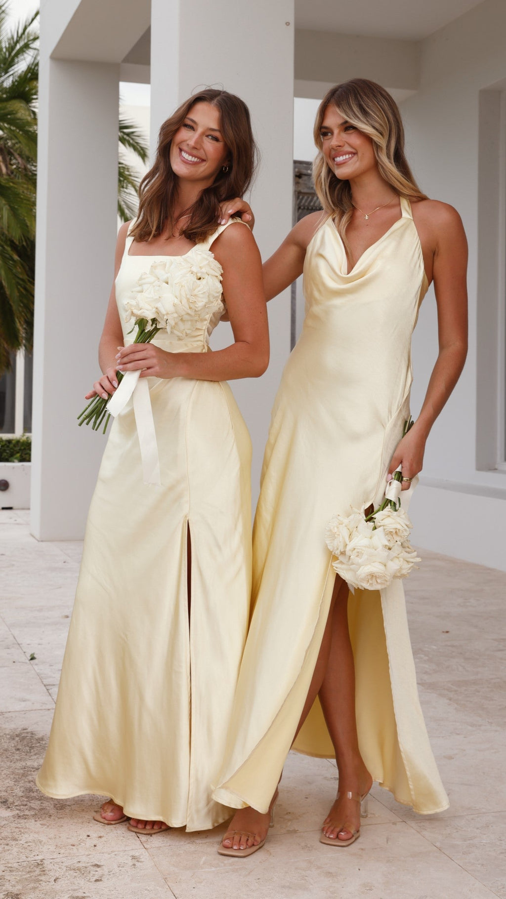 Vestido largo elegante mujer escote cuadrado tirantes anchos fruncido lateral abertura - Alina