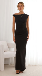 Robe longue élégante et moulante avec décolleté pour femme - Karely