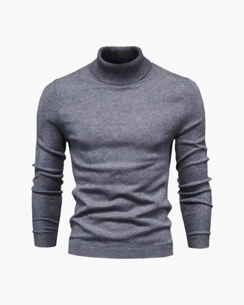 Pull homme col roulé tricot uni manches longues hiver - Aldren