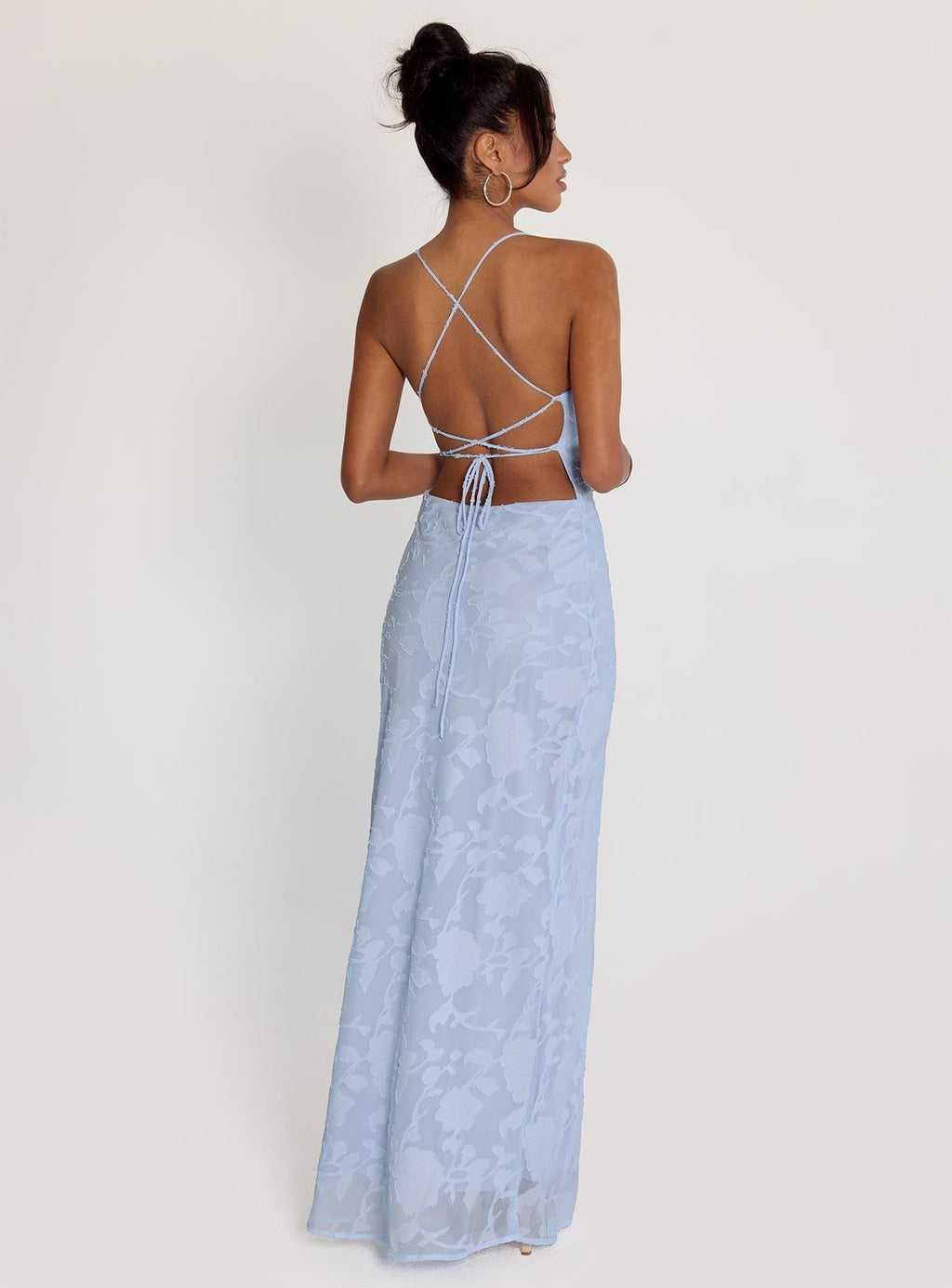 Robe longue texturée florale à fines bretelles pour femme - Celena