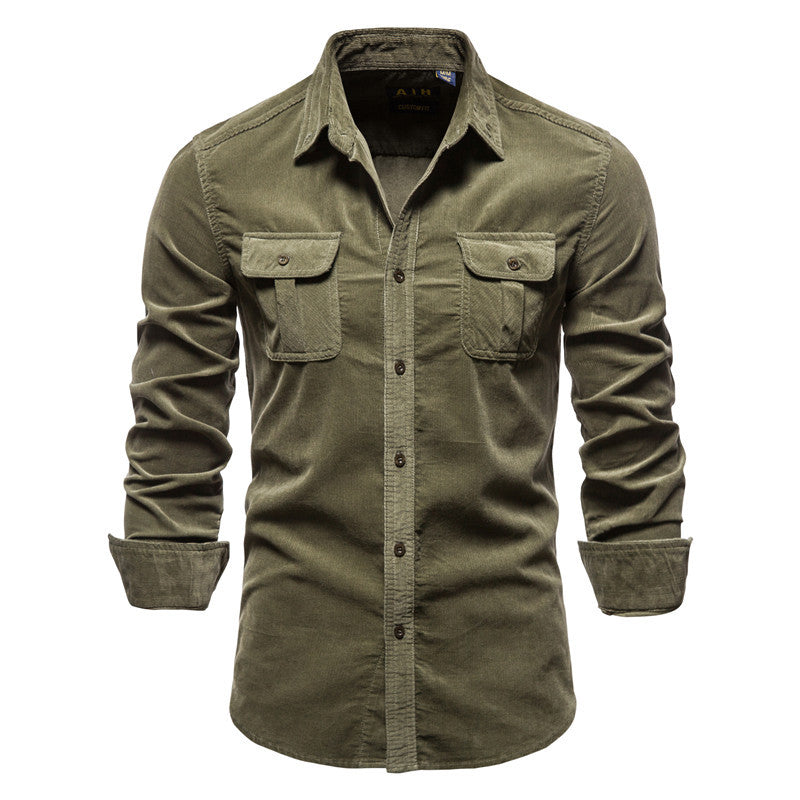 Chemise homme en velours côtelé avec poches avant - Kelven