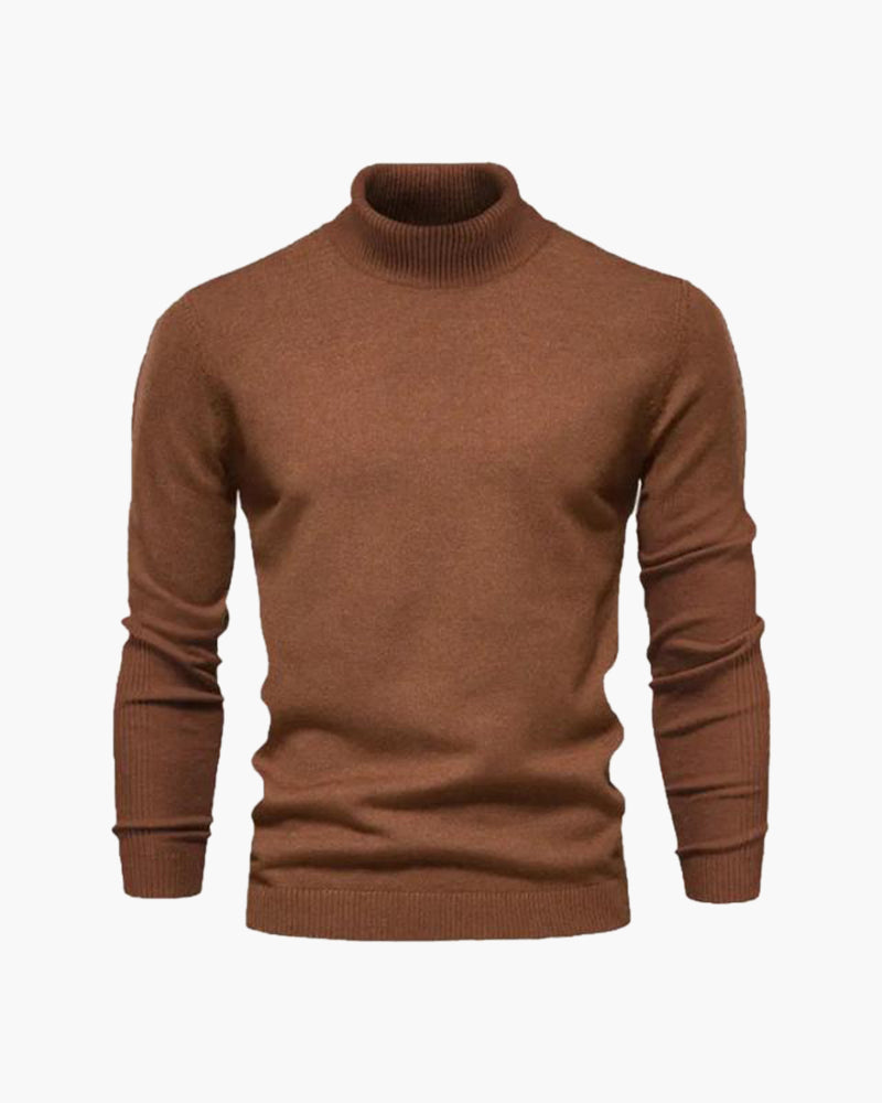 Pull homme col roulé tricot uni manches longues hiver - Aldren