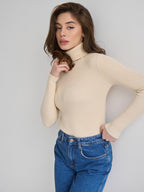 Pull femme col roulé manches longues maille douce quotidien - Inga
