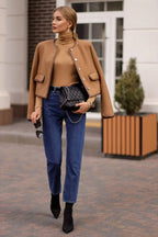 Veste courte femme élégante boutons col rond chic - Liane