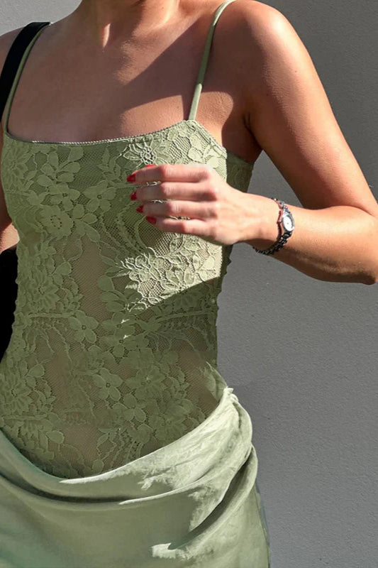 Robe maxi en dentelle florale pour femmes - Lina