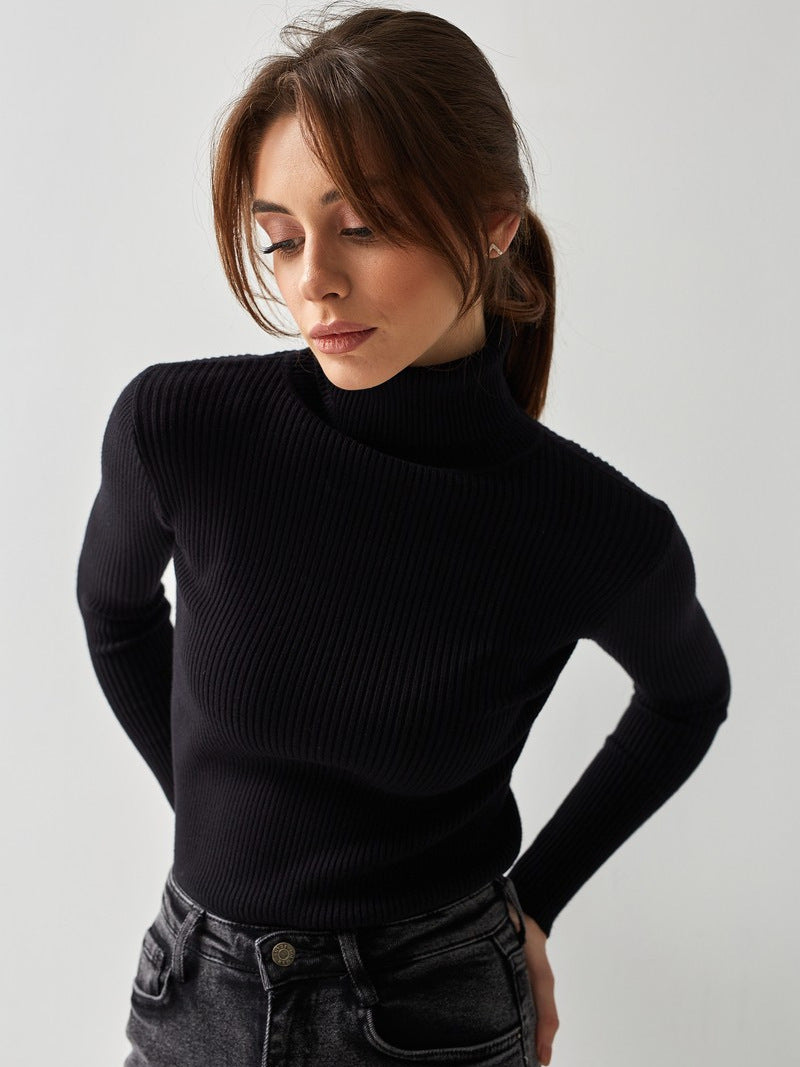 Pull femme col roulé manches longues maille douce quotidien - Inga