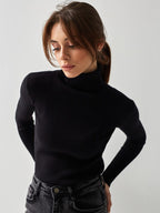 Pull femme col roulé manches longues maille douce quotidien - Inga