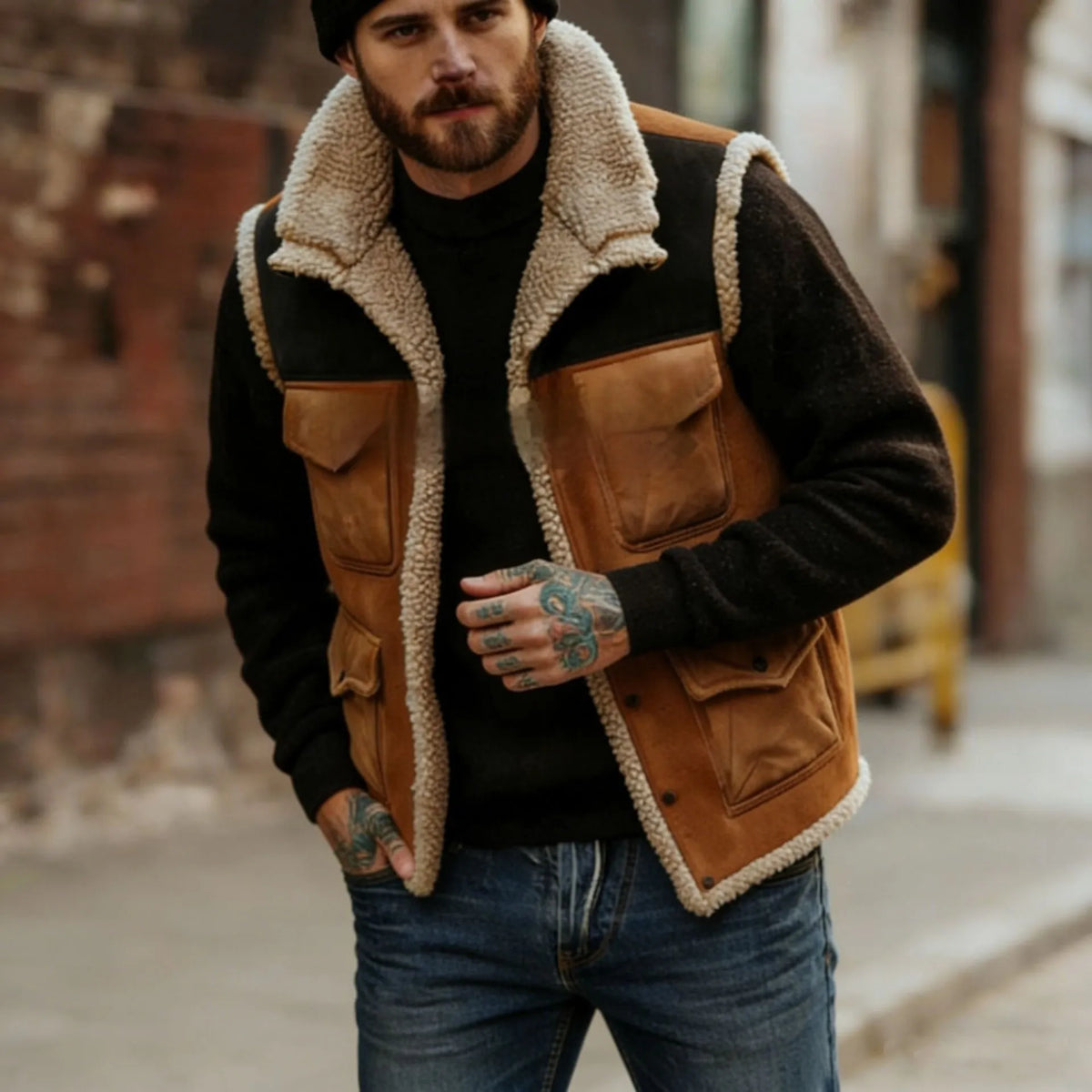 Gilet vintage homme color block doublure laine polaire - Émeric