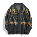 Cardigan maille homme motifs géométriques jacquard tricot - Alden