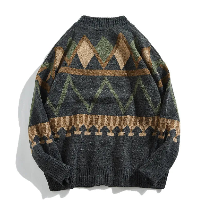 Cardigan maille homme motifs géométriques jacquard tricot - Alden
