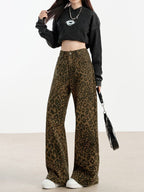 Pantalon en tissu texturé imprimé avec coupe large et confort quotidien - Maelisyn