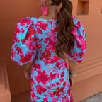 Robe midi à imprimé floral pour femmes - Amely