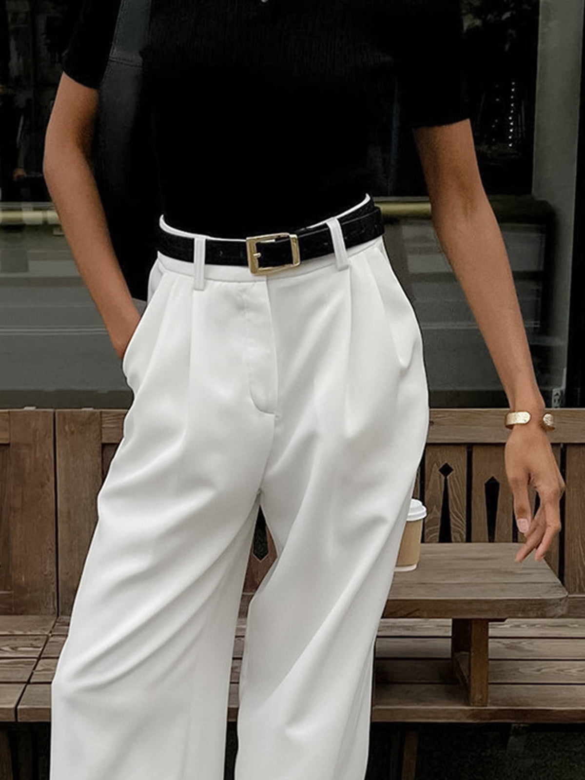 Pantalon large taille haute fluide - Victoria