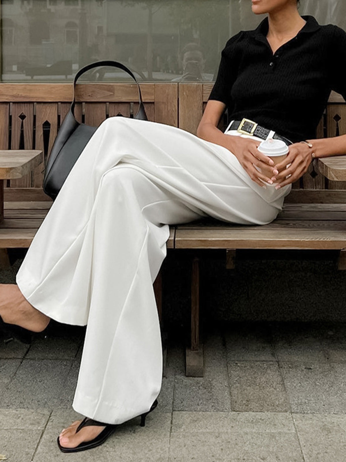 Pantalon large taille haute fluide - Victoria