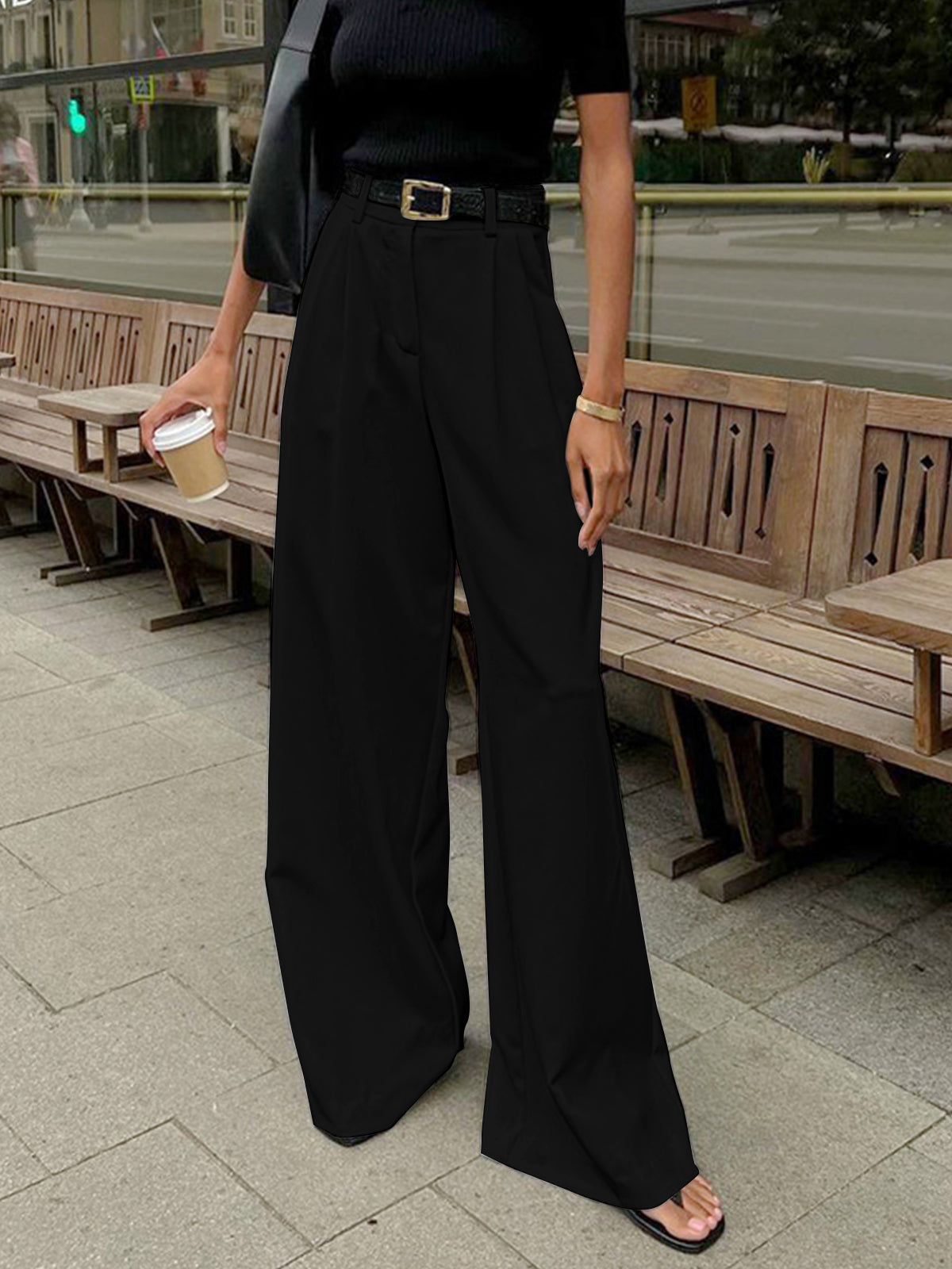 Pantalon large taille haute fluide - Victoria