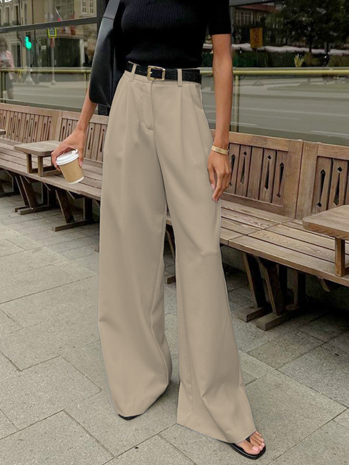 Pantalon large taille haute fluide - Victoria