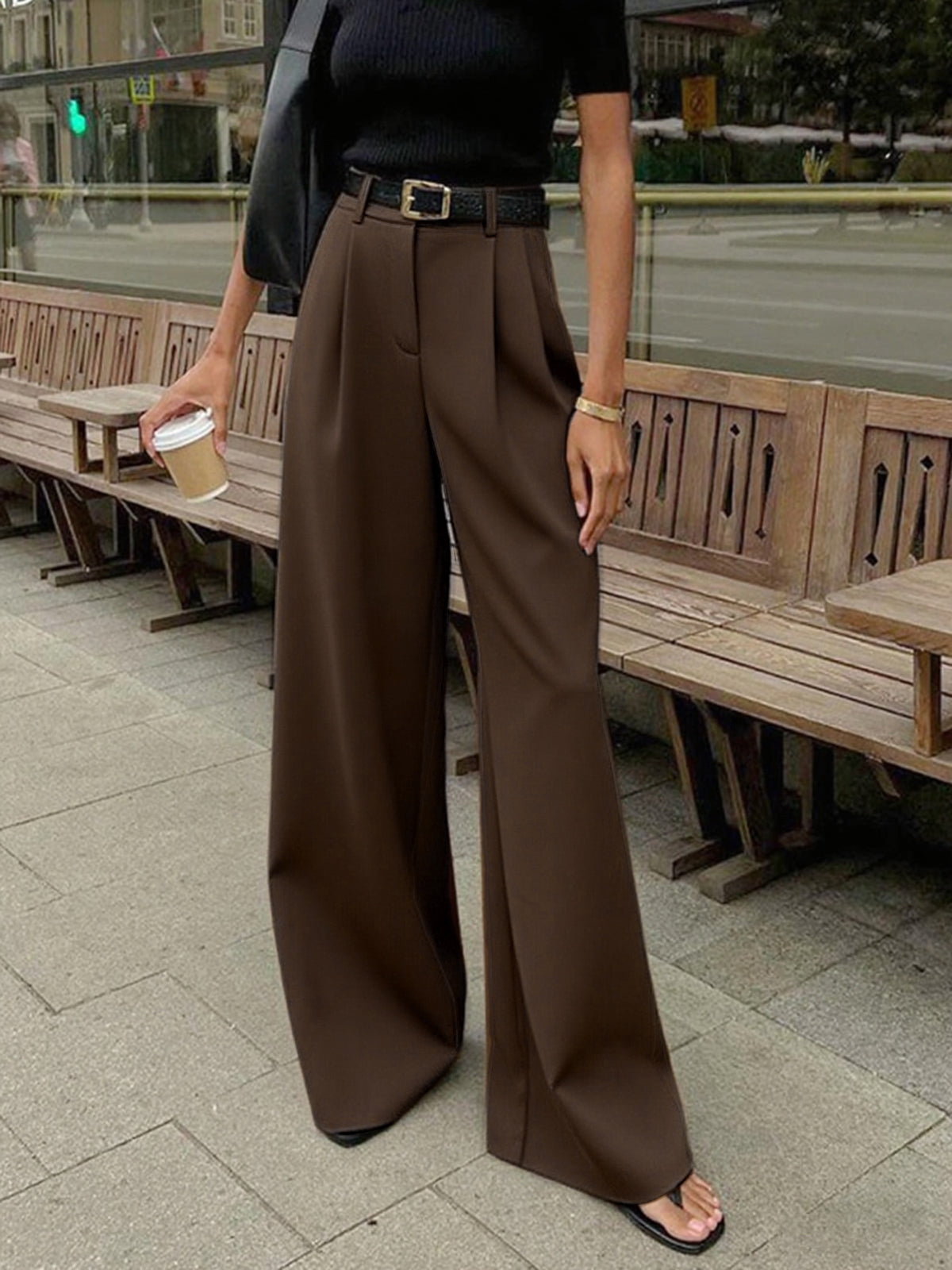 Pantalon large taille haute fluide - Victoria