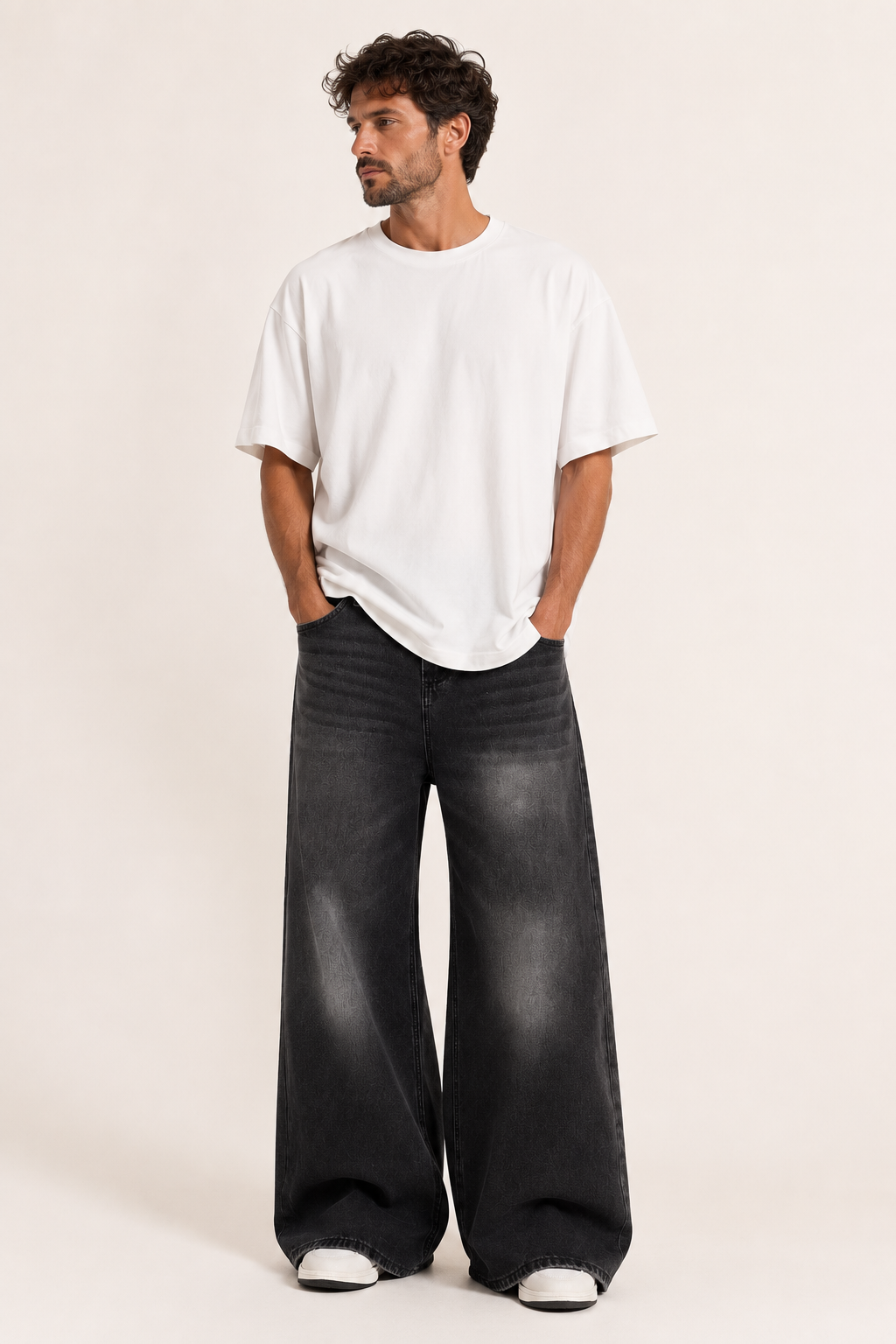 Jean baggy rétro pour homme, à jambes très larges et délavé - Klaus