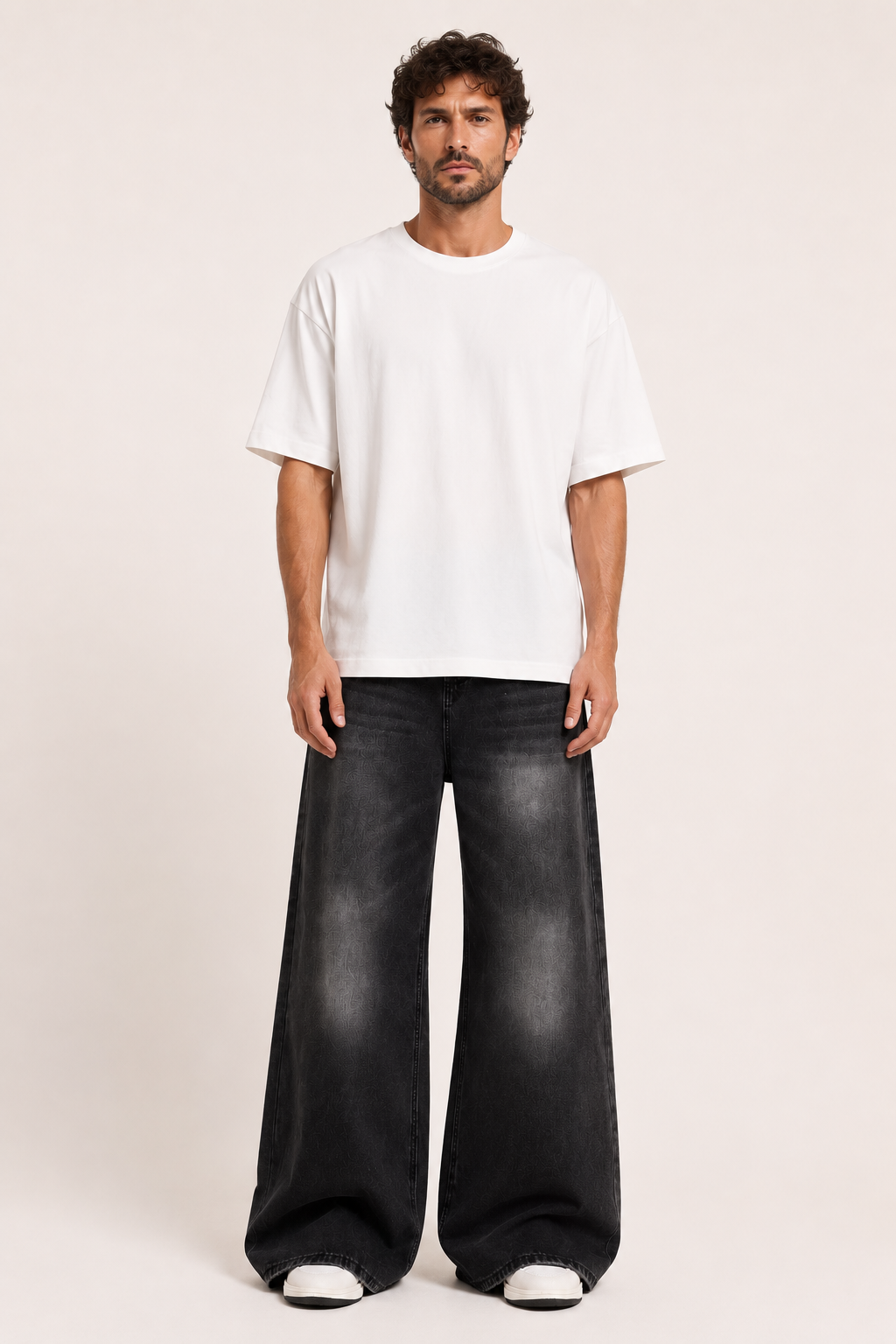 Jean baggy rétro pour homme, à jambes très larges et délavé - Klaus