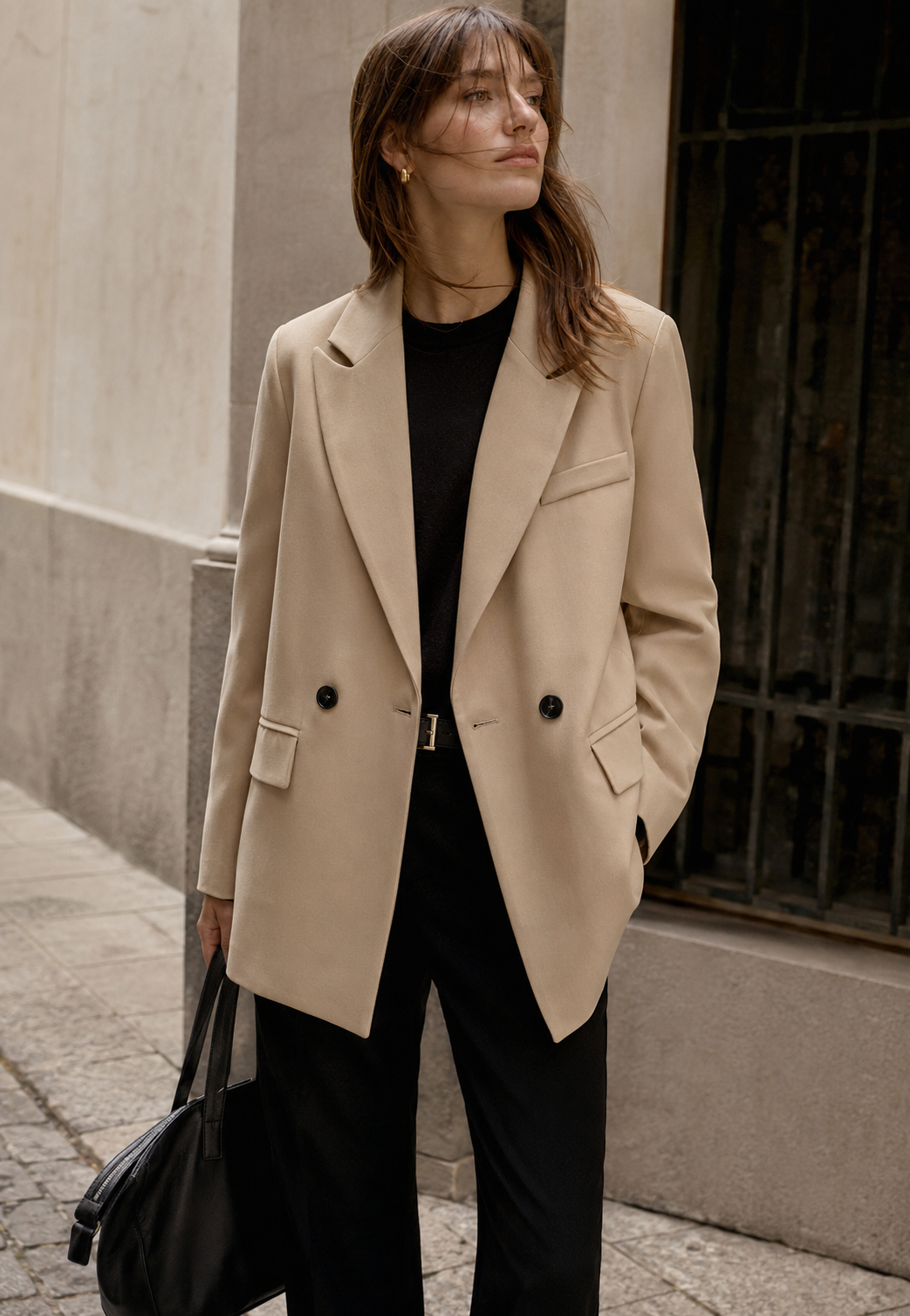 Blazer croisé femme coupe droite revers en pointe tailleur - Greta