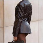 Blazer femme effet cuir taille cintrée revers structuré - Odile